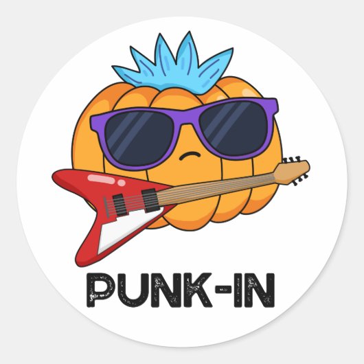 Punk-in Funny Punk Rock Pumpkin Pun Ronde Sticker (Voorkant)