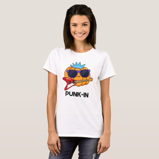 Punk-in Funny Punk Rock Pumpkin Pun T-shirt (Voorkant volledig)