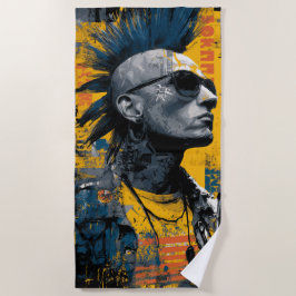 Punk Irokesenkapsel Mohawk Street Art Strandlaken