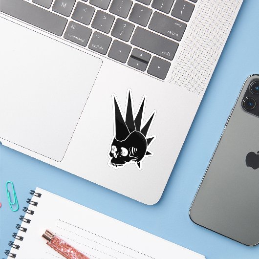 Punk Jawless Skull versie 2 Sticker (Laptop met iPhone)