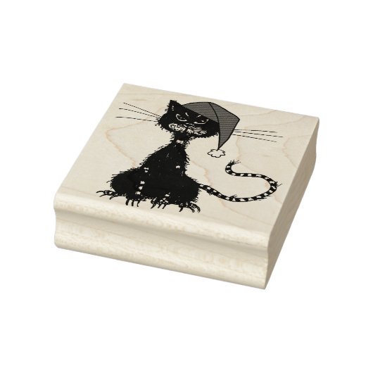 Punk Kerst: Ragged Cat met Santa Hat Rubberstempel (Stempel)