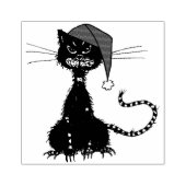 Punk Kerst: Ragged Cat met Santa Hat Rubberstempel (Afrduk)