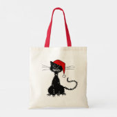 Punk Kerst: Ragged Cat met Santa Hat Tote Bag (Achterkant)