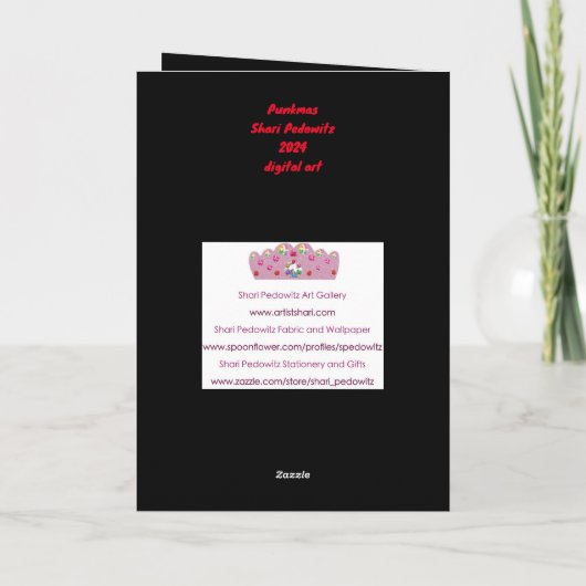 Punk kerstboom feestdagen kaart (Achterkant)