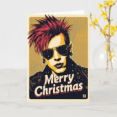 punk kerstkaart kaart (Gele Bloem)
