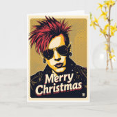 punk kerstkaart kaart (Gele Bloem)
