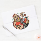 Punk kerstman ronde sticker (Envelop)