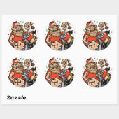 Punk kerstman ronde sticker (Vel)
