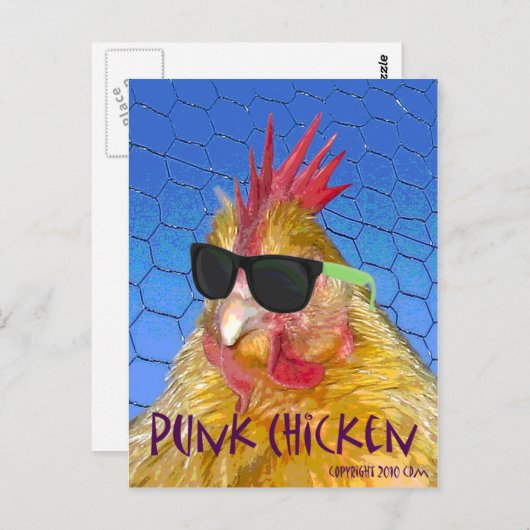 Punk kip briefkaart (Voorkant / Achterkant)