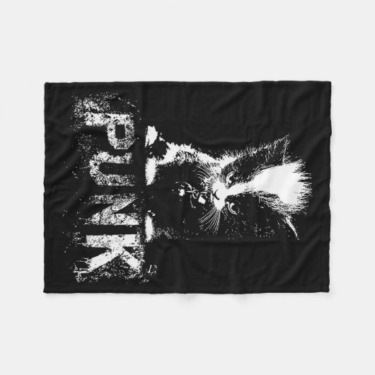 Punk Kitten Cat With Mohawk Nge Gothic Design Fleece Deken (Voorkant (Horizontaal))