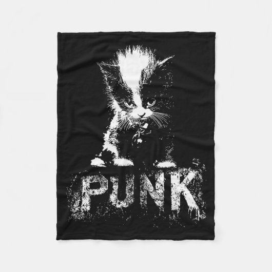 Punk Kitten Cat With Mohawk Nge Gothic Design Fleece Deken (Voorkant)