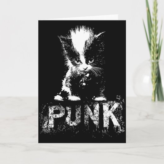 Punk Kitten Cat With Mohawk Nge Gothic Design Kaart (Voorkant)