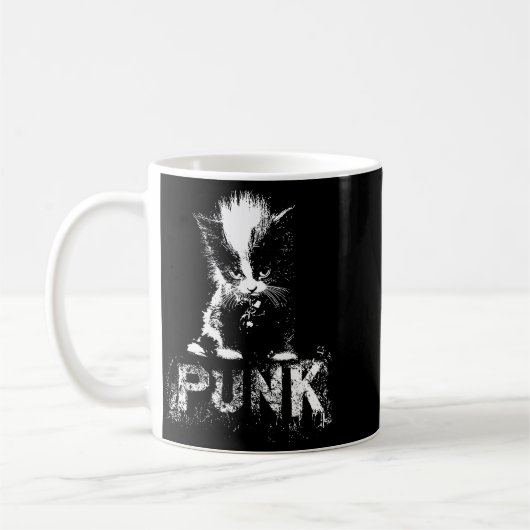 Punk Kitten Cat With Mohawk Nge Gothic Design Koffiemok (Links)