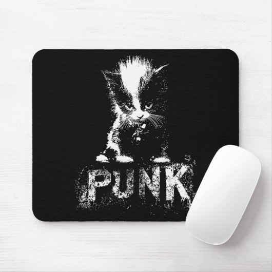 Punk Kitten Cat With Mohawk Nge Gothic Design  Muismat (Met muis)