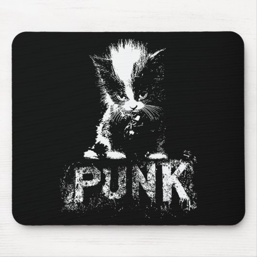 Punk Kitten Cat With Mohawk Nge Gothic Design Muismat (Voorkant)