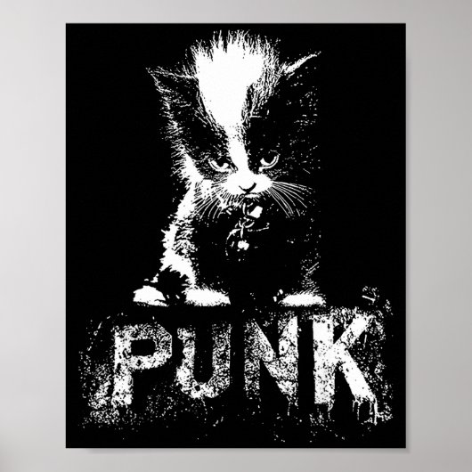 Punk Kitten Cat With Mohawk Nge Gothic Design Poster (Voorkant)
