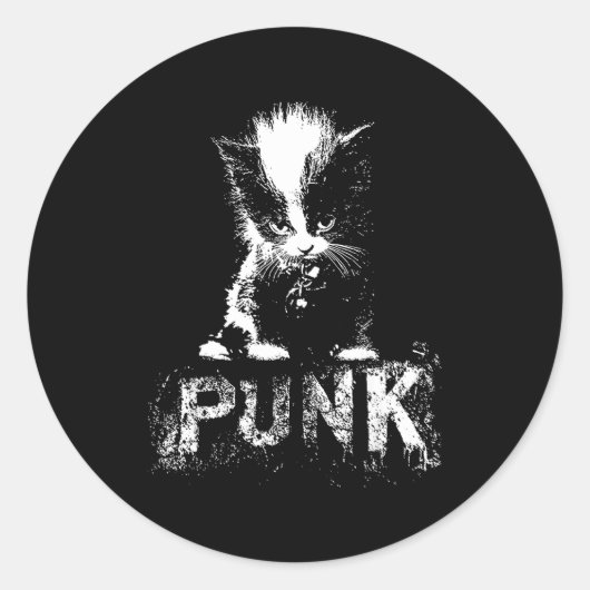 Punk Kitten Cat With Mohawk Nge Gothic Design  Ronde Sticker (Voorkant)