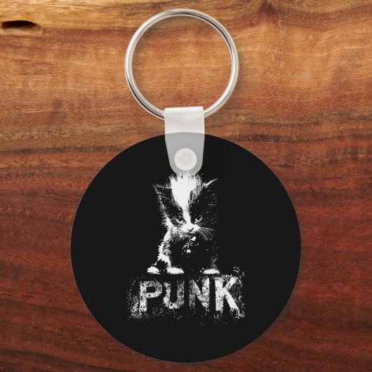 Punk Kitten Cat With Mohawk Nge Gothic Design Sleutelhanger (Voorkant)