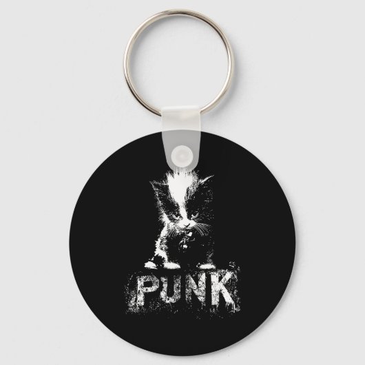 Punk Kitten Cat With Mohawk Nge Gothic Design  Sleutelhanger (Voorkant)