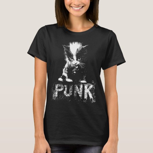 Punk Kitten Cat With Mohawk Nge Gothic Design  T-shirt (Voorkant)
