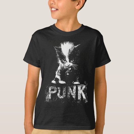Punk Kitten Cat With Mohawk Nge Gothic Design  T-shirt (Voorkant)