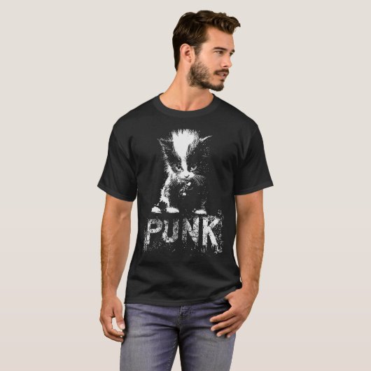 Punk Kitten Cat With Mohawk Nge Gothic Design  T-shirt (Voorkant volledig)