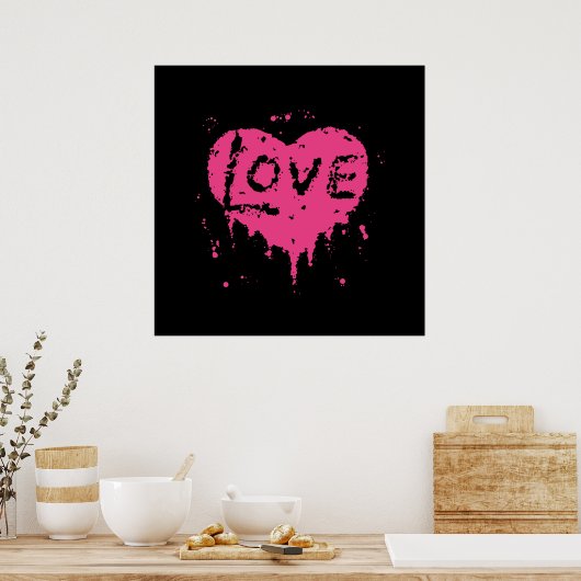 Punk liefdeswarmte zwart en warm roze poster (Keuken)