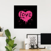 Punk liefdeswarmte zwart en warm roze poster (Thuiskantoor)