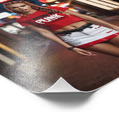 Punk Logo gevlochten meisje in gescheurde rode wit Foto Afdruk (Hoek)