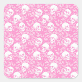 Punk meisjesachtig gothisch roze schedels & blad H Vierkante Sticker