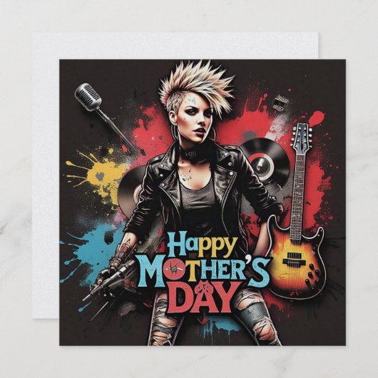 Punk Moederdag Parel Simmer Kaart (Voorkant / Achterkant)