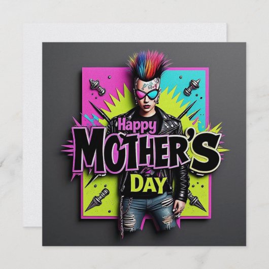 Punk Moederdag Pearl Simmer Kaart (Voorkant / Achterkant)