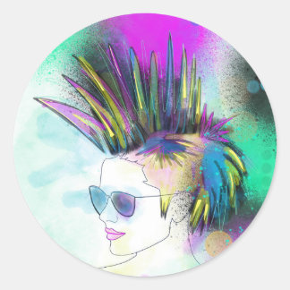Punk Mohawk-Sticker Ronde Sticker