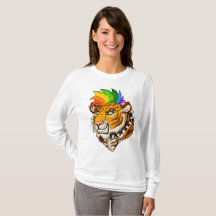 Punk/Mohawk Tiger Women's Basic Lonsleeve T-Shirt