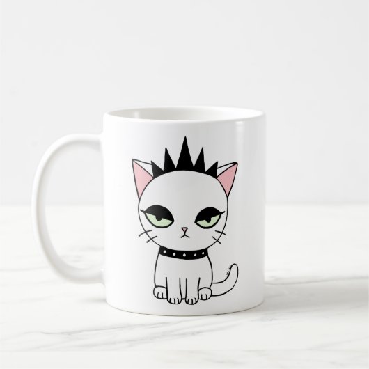 Punk mok Funny Punk kat Mok Funny Cat Lover Mok (Links)