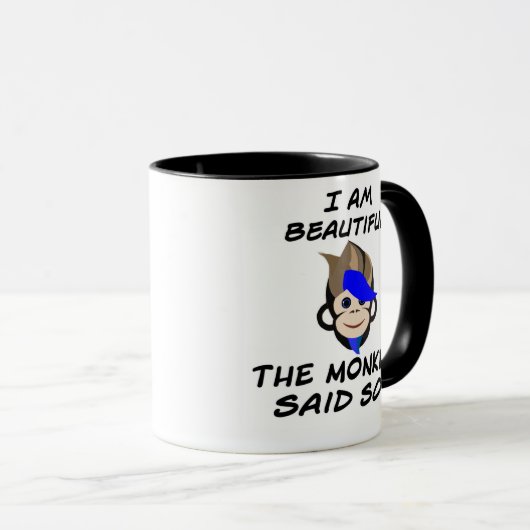 Punk Monkey I am beautiful the monkey said so Mug Mok (Voorkant rechts)