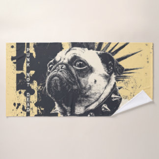 Punk Niet Dood Bulldog – Rock Dog Art Badhanddoek
