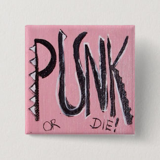 Punk of sterf! vierkante button 5,1 cm