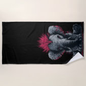 Punk Olifant Kunst – Mohawk Dier Ontwerp Strandlaken (Voorkant)