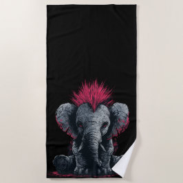 Punk Olifant Kunst – Mohawk Dier Ontwerp Strandlaken