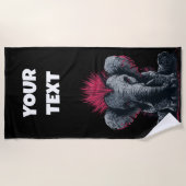 Punk Olifant Kunst – Mohawk Dierontwerp Strandlaken (Voorkant)