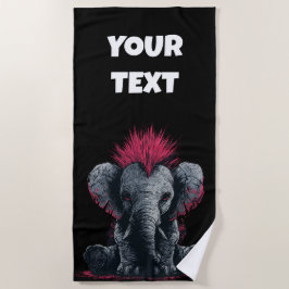 Punk Olifant Kunst – Mohawk Dierontwerp Strandlaken