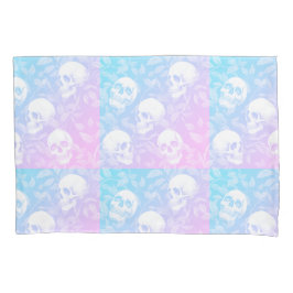 Punk ombre roze & blauwe gotische schedels Hallowe Kussensloop
