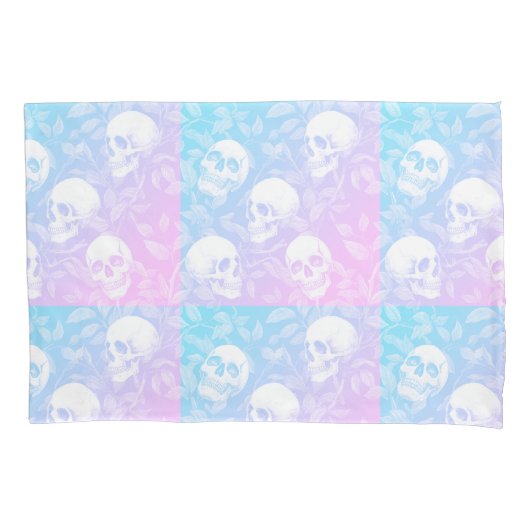 Punk ombre roze & blauwe gotische schedels Hallowe Kussensloop (Voorkant)