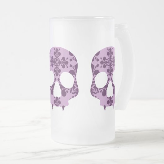 Punk paarse Damask Fanged Skull Beer mok (Voorkant rechts)