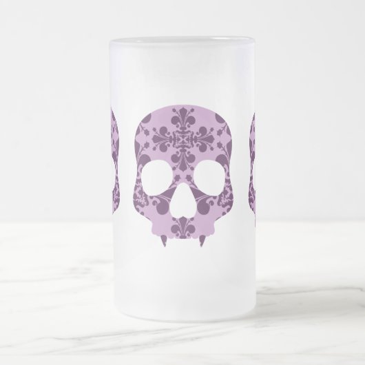 Punk paarse Damask Fanged Skull Beer mok (Center)