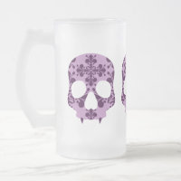 Punk paarse Damask Fanged Skull Beer mok