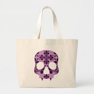 Punk paarse vogel met ventilator grote tote bag
