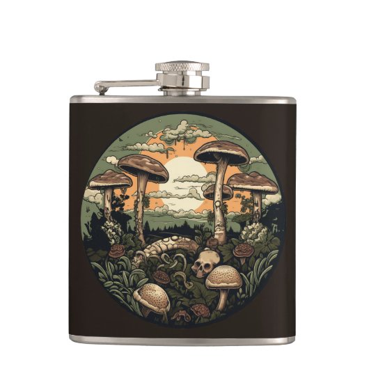 Punk paddenstoelenbos heupfles (Voorkant)