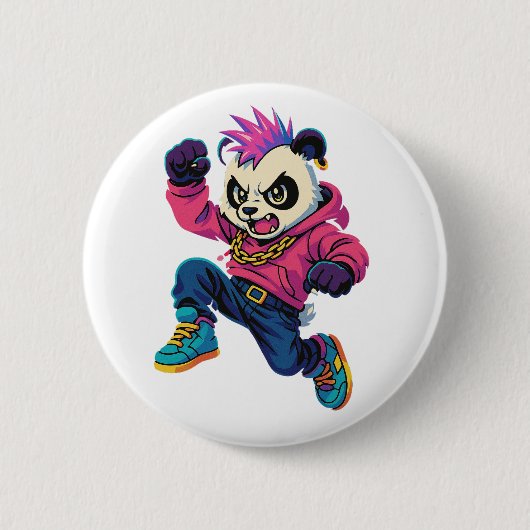 Punk Panda Kracht Ronde Button 5,7 Cm (Voorkant)